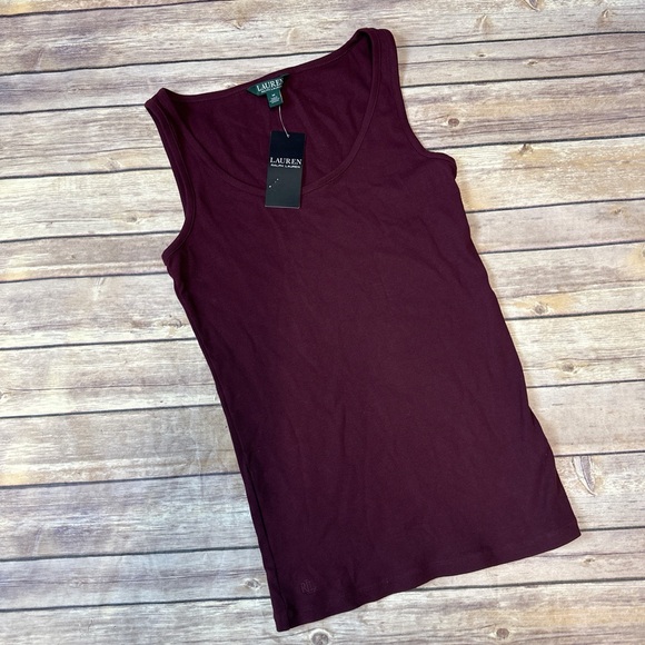 Lauren Ralph Lauren Tops - Lauren Ralph Lauren Cotton-Blend Tank Top burgundy M